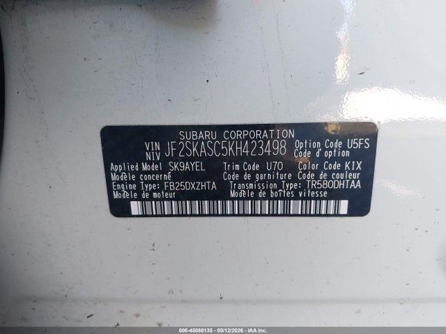 Продажа на аукционе авто 2019 Subaru Forester Limited, vin: JF2SKASC5KH423498, номер лота: 45088135