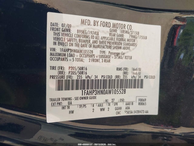 Продажа на аукционе авто 2010 Ford Focus Sel, vin: 1FAHP3HN0AW105528, номер лота: 45088137
