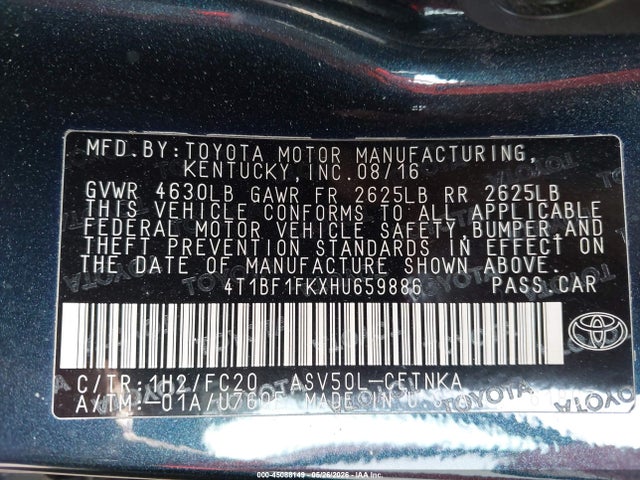 45088149 :رقم المزاد ، 4T1BF1FKXHU659886 vin ، 2017 Toyota Camry Le مزاد بيع