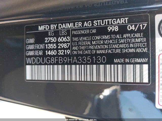 Aukcja sprzedaży 2017 Mercedes-benz S 550 4matic, vin: WDDUG8FB9HA335130, numer aukcji: 45088159
