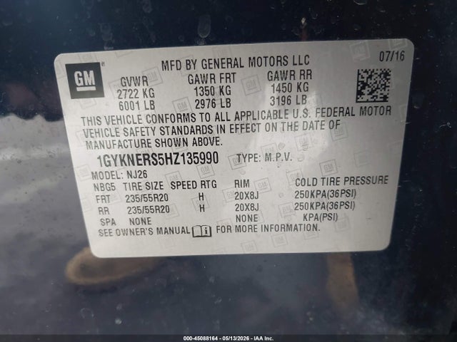 Aukcja sprzedaży 2017 Cadillac Xt5 Premium Luxury, vin: 1GYKNERS5HZ135990, numer aukcji: 45088164
