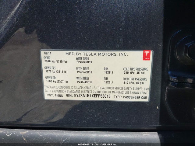 5YJSA1H1XEFP53018 Tesla Model S P85