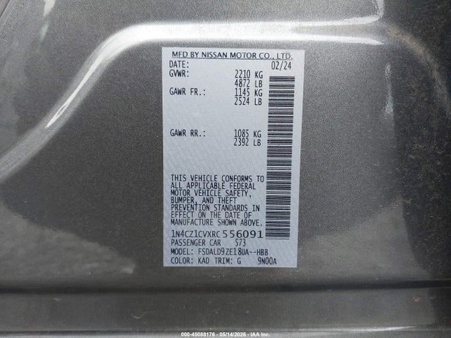 1N4CZ1CVXRC556091 Nissan Leaf Sv Plus