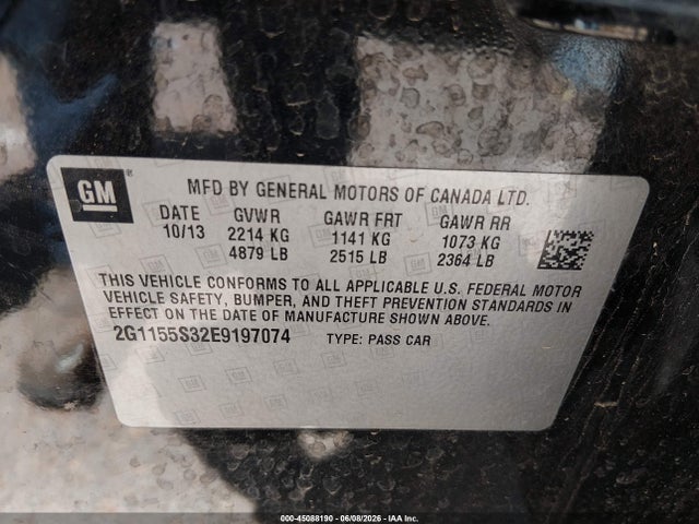 Chevrolet IMPALA 2LZ 2014 2G1155S32E9197074 Image 9