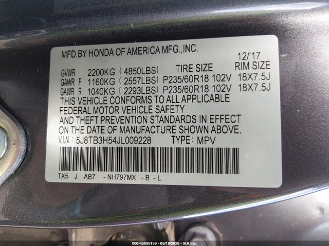 Aukcja sprzedaży 2018 Acura Rdx Technology Package/w/technology/acurawatch Plus Pkg, vin: 5J8TB3H54JL009228, numer aukcji: 45088199