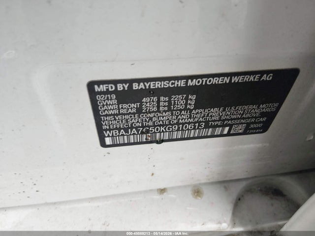 Продаж на аукціоні авто 2019 Bmw 530i Xdrive, vin: WBAJA7C50KG910613, номер лоту: 45088213