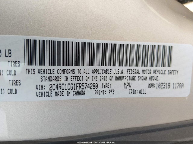 Aukcja sprzedaży 2015 Chrysler Town & Country Touring-l, vin: 2C4RC1CG1FR574280, numer aukcji: 45088244