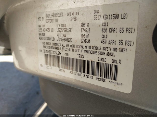 Aukcja sprzedaży 2007 Dodge Ram 3500 Slt/sport, vin: 3D7ML48C77G741546, numer aukcji: 45088296