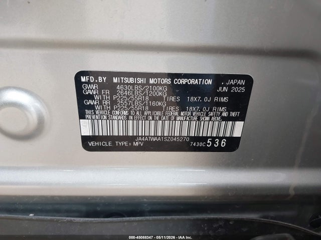 Продаж на аукціоні авто 2025 Mitsubishi Eclipse Cross Black Edition S-awc/se S-awc/sel, vin: JA4ATWAA1SZ045270, номер лоту: 45088347
