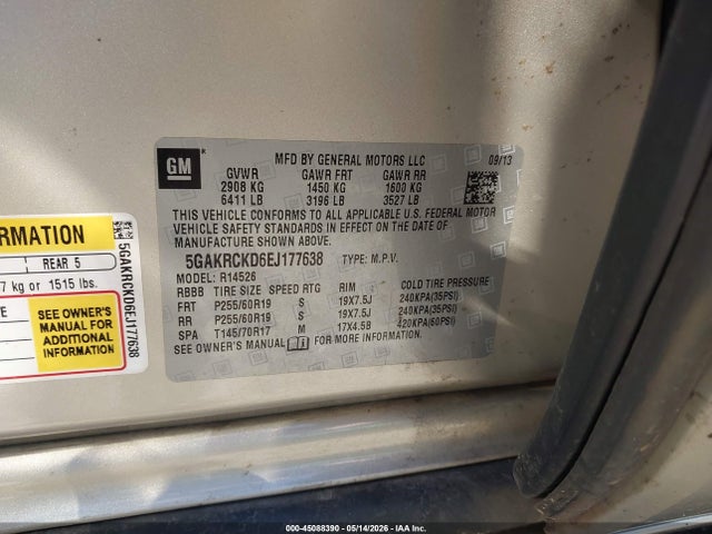 Продажа на аукционе авто 2014 Buick Enclave Premium, vin: 5GAKRCKD6EJ177638, номер лота: 45088390