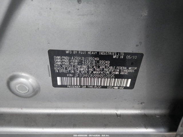 Aukcja sprzedaży 2011 Subaru Impreza Outback Sport, vin: JF1GH6D68BH802895, numer aukcji: 45088398
