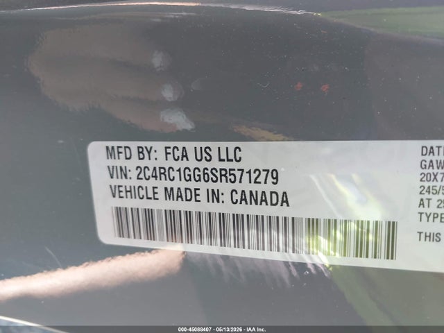 2025 Chrysler Pacifica Limited მანქანა იყიდება აუქციონზე, vin: 2C4RC1GG6SR571279, აუქციონის ნომერი: 45088407