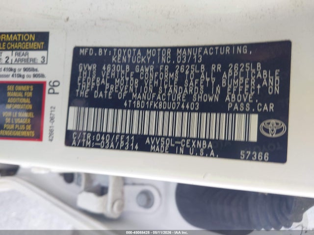 Aukcja sprzedaży 2013 Toyota Camry Hybrid Le, vin: 4T1BD1FK8DU074403, numer aukcji: 45088428