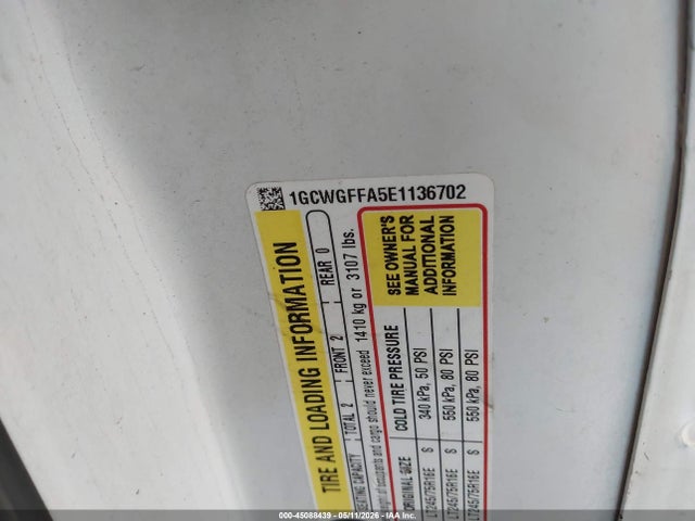 Aukcja sprzedaży 2014 Chevrolet Express 2500 Work Van, vin: 1GCWGFFA5E1136702, numer aukcji: 45088439
