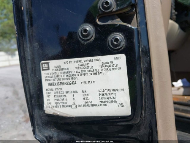Aukcja sprzedaży 2005 Gmc Yukon Slt, vin: 1GKEK13T55R239434, numer aukcji: 45088460