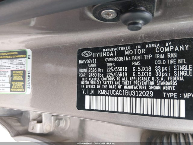 Aukcja sprzedaży 2011 Hyundai Tucson Limited, vin: KM8JUCAC1BU312029, numer aukcji: 45088467