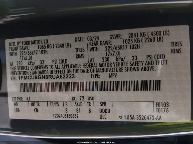 Ford Escape Active 2024 1FMCU9GN8RUA62223 Image 9