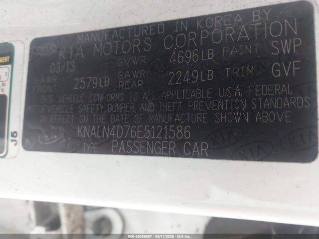 45088507 :رقم المزاد ، KNALN4D76E5121586 vin ، 2014 Kia Cadenza Premium مزاد بيع