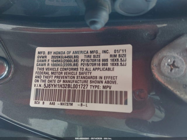 2011 Honda Element Lx მანქანა იყიდება აუქციონზე, vin: 5J6YH1H32BL001727, აუქციონის ნომერი: 45088563