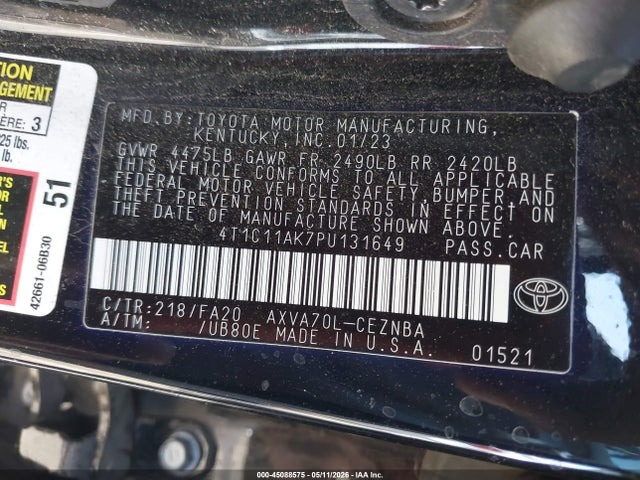 Aukcja sprzedaży 2023 Toyota Camry Le, vin: 4T1C11AK7PU131649, numer aukcji: 45088575