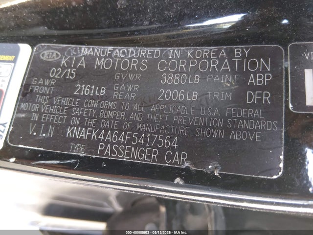 Aukcja sprzedaży 2015 Kia Forte Lx, vin: KNAFK4A64F5417564, numer aukcji: 45088603