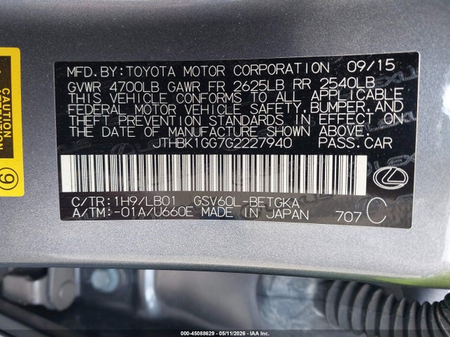 Продаж на аукціоні авто 2016 Lexus Es 350, vin: JTHBK1GG7G2227940, номер лоту: 45088629