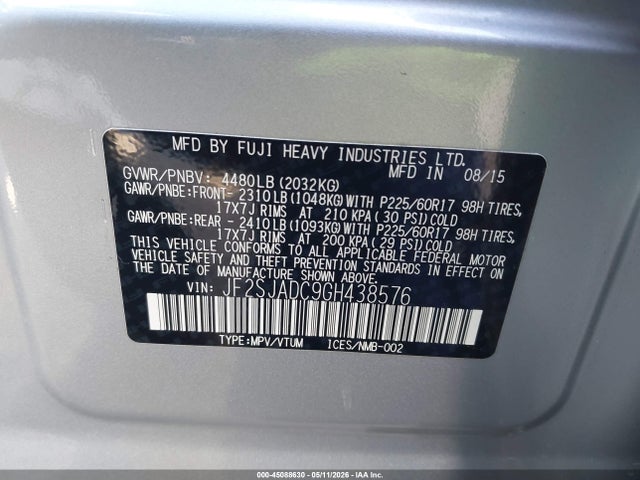 JF2SJADC9GH438576 Subaru Forester 2.5i Premium