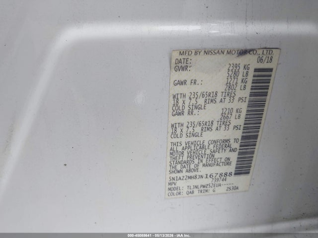 Nissan MURANO S 2018 5N1AZ2MH8JN167888 Image 9