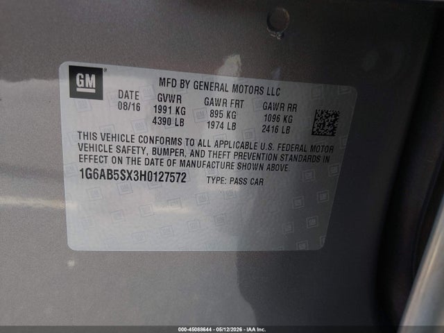 Продажа на аукционе авто 2017 Cadillac Ats Luxury, vin: 1G6AB5SX3H0127572, номер лота: 45088644