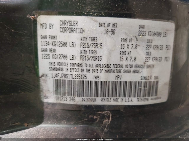 Продаж на аукціоні авто 1996 Jeep Cherokee Country, vin: 1J4FJ78S1TL335125, номер лоту: 45088670