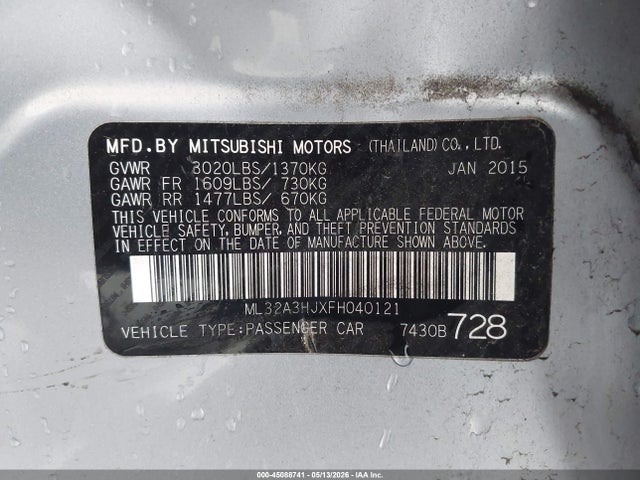 ML32A3HJXFH040121 Mitsubishi MIRAGE DE