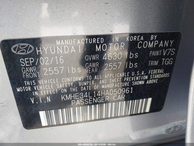 KMHE34L14HA050961 Hyundai Sonata Hybrid Limited