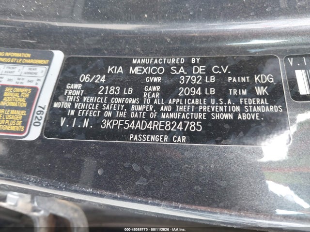 Продаж на аукціоні авто 2024 Kia Forte Gt-line, vin: 3KPF54AD4RE824785, номер лоту: 45088770