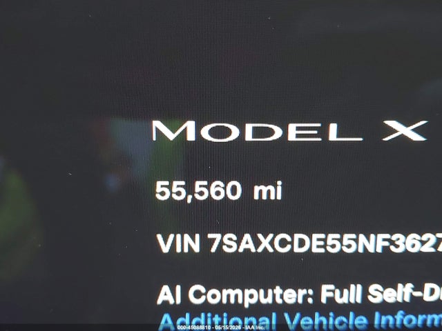 Продажа на аукционе авто 2022 Tesla Model X Dual Motor All-wheel Drive/plaid Tri Motor All-wheel Drive, vin: 7SAXCDE55NF362743, номер лота: 45088810
