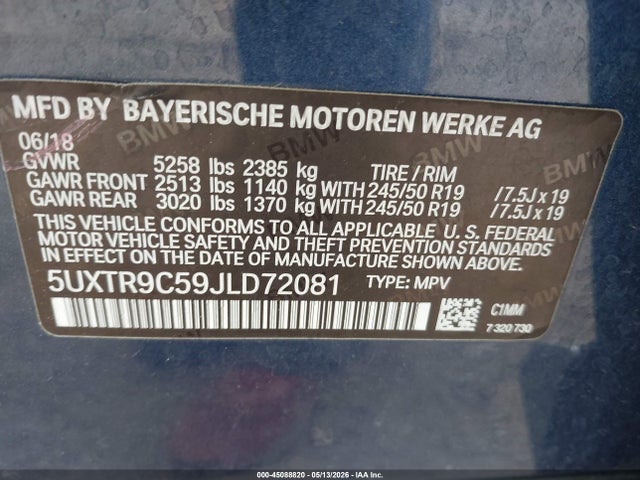 5UXTR9C59JLD72081 BMW X3 Xdrive30i