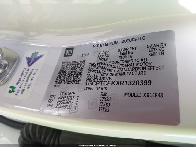 45088827 :رقم المزاد ، 1GCPTCEKXR1320399 vin ، 2024 Chevrolet Colorado 4wd Lt مزاد بيع