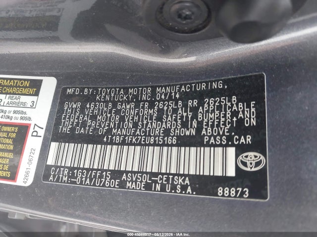 Aukcja sprzedaży 2014 Toyota Camry Se, vin: 4T1BF1FK7EU815166, numer aukcji: 45088917