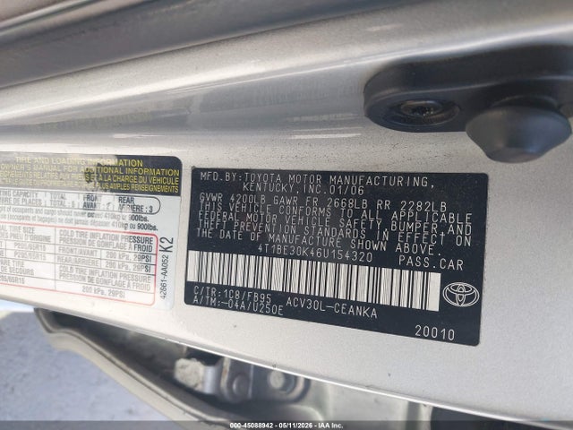 Продажа на аукционе авто 2006 Toyota Camry Le, vin: 4T1BE30K46U154320, номер лота: 45088942
