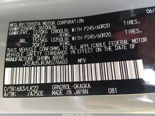 JTEAU5JR3N5276603 Toyota 4runner Trd Sport