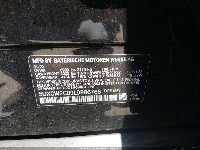 Auction sale of the 2020 Bmw X7 Xdrive40i, vin: 5UXCW2C09L9B96766, lot number: 45088984