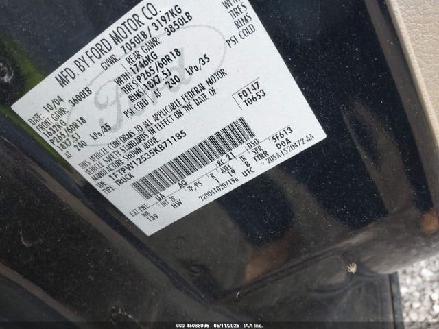 Продаж на аукціоні авто 2005 Ford F-150 Lariat/xlt, vin: 1FTPW12535KB71185, номер лоту: 45088996