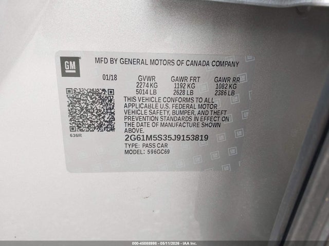 Aukcja sprzedaży 2018 Cadillac Xts Luxury, vin: 2G61M5S35J9153819, numer aukcji: 45088998