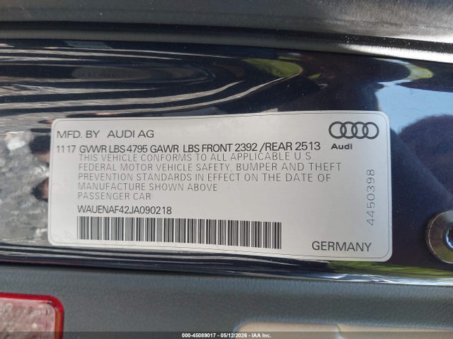 Продажа на аукционе авто 2018 Audi A4, vin: WAUENAF42JA090218, номер лота: 45089017