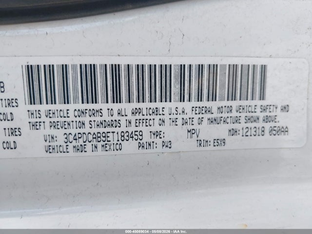 45089034 :رقم المزاد ، 3C4PDCAB9ET183459 vin ، 2014 Dodge Journey American Value Pkg مزاد بيع