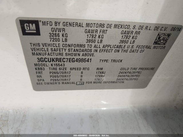 3GCUKREC7EG498641 Chevrolet Silverado 1500 1lt