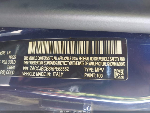 45089084 :رقم المزاد ، ZACCJBCB8HPE68552 vin ، 2017 Jeep Renegade Trailhawk 4x4 مزاد بيع