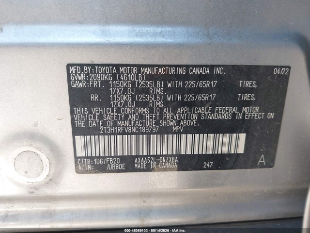 Toyota RAV4 LE 2022 2T3H1RFV8NC189797 Image 9