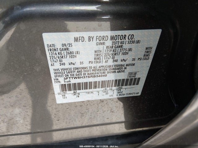 Ford Maverick Xlt 2025 3FTTW8H37SRB54040 Image 9