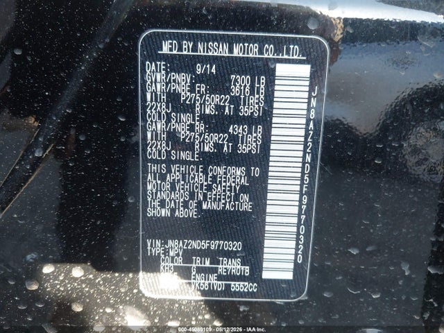 Продажа на аукционе авто 2015 Infiniti Qx80, vin: JN8AZ2ND5F9770320, номер лота: 45089109