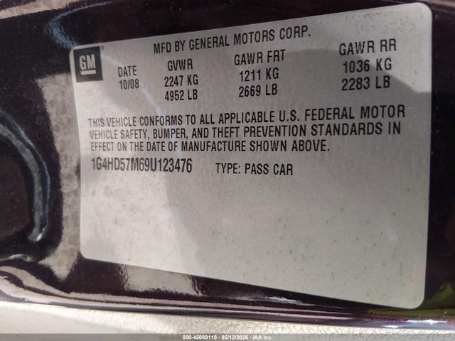 Продажа на аукционе авто 2009 Buick Lucerne Cxl, vin: 1G4HD57M69U123476, номер лота: 45089110